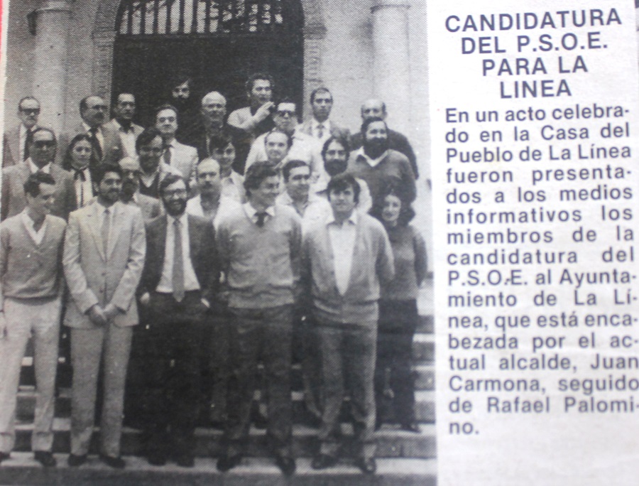 Candidatura socialista en las elecciones municipales de 1983 (Foto diario AREA).